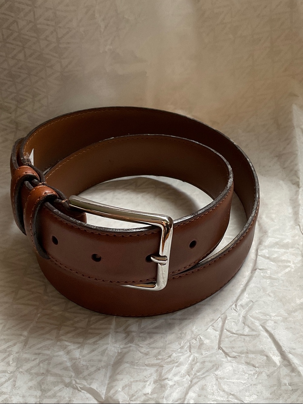 Nordstrom Brown Leather Men's Belt with Silver Buckle